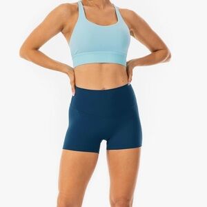 Lavento All Day Soft Biker Shorts 3" High Waisted Yoga Shorts Teal Blue 8